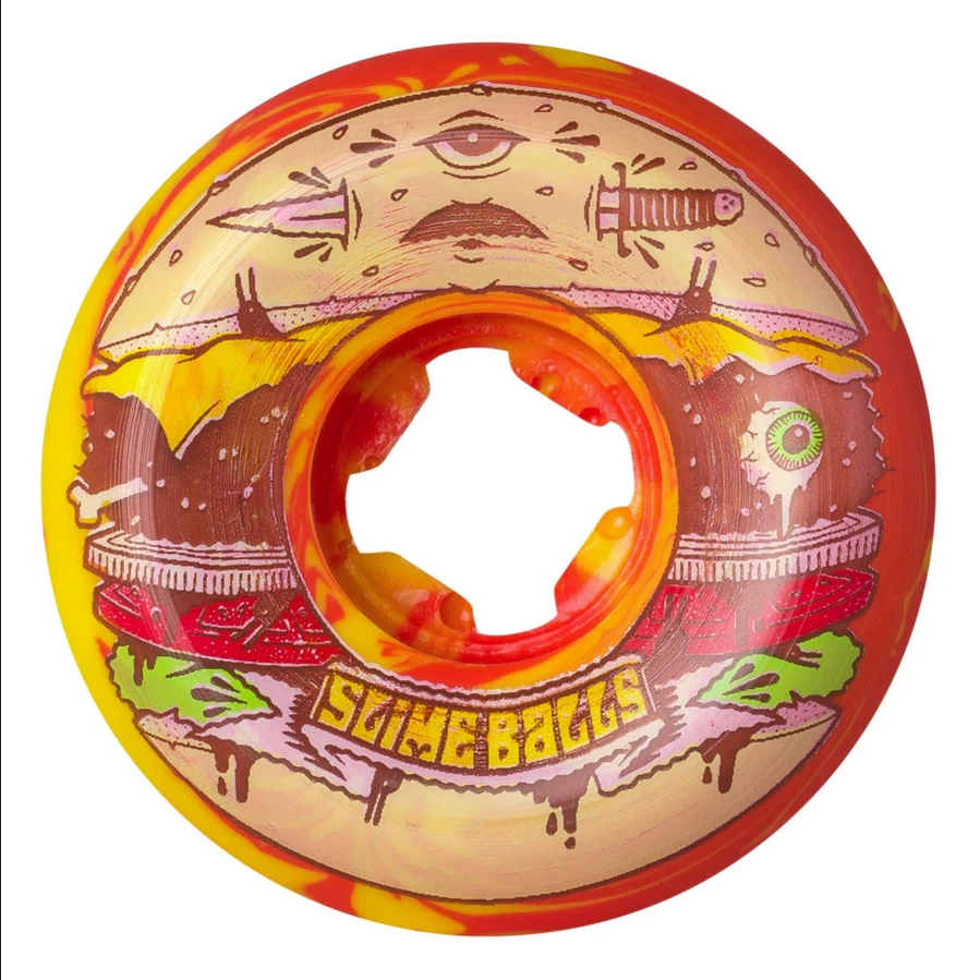 Slime Balls 56mm Jeremy Fish Burger Speed Balls Red Yellow Swirl 99a Skateboard Wheels