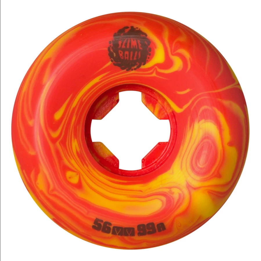 Slime Balls 56mm Jeremy Fish Burger Speed Balls Red Yellow Swirl 99a Skateboard Wheels - Image 2