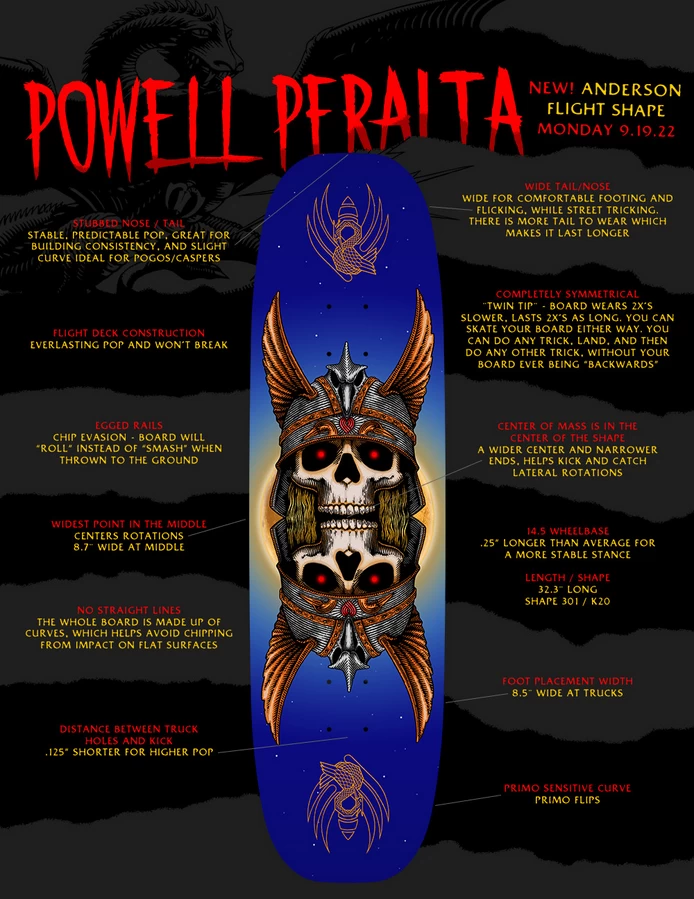 Powell Peralta Pro Andy Anderson Heron 2 Flight Skateboard Deck - 8.7" X 32.3" - Image 2