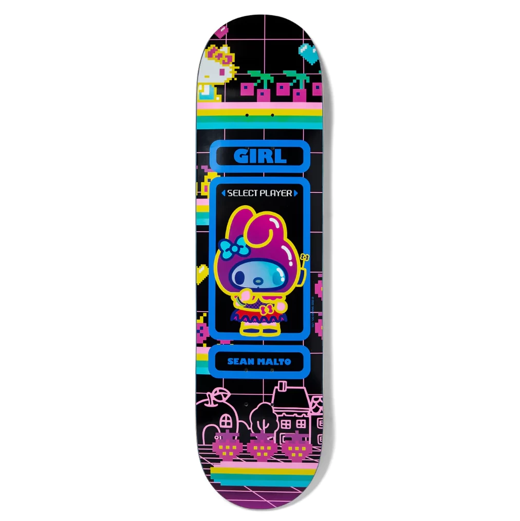 Girl Malto Sanrio Kawaii Arcade 8.25" X 31.875" Skateboard Deck