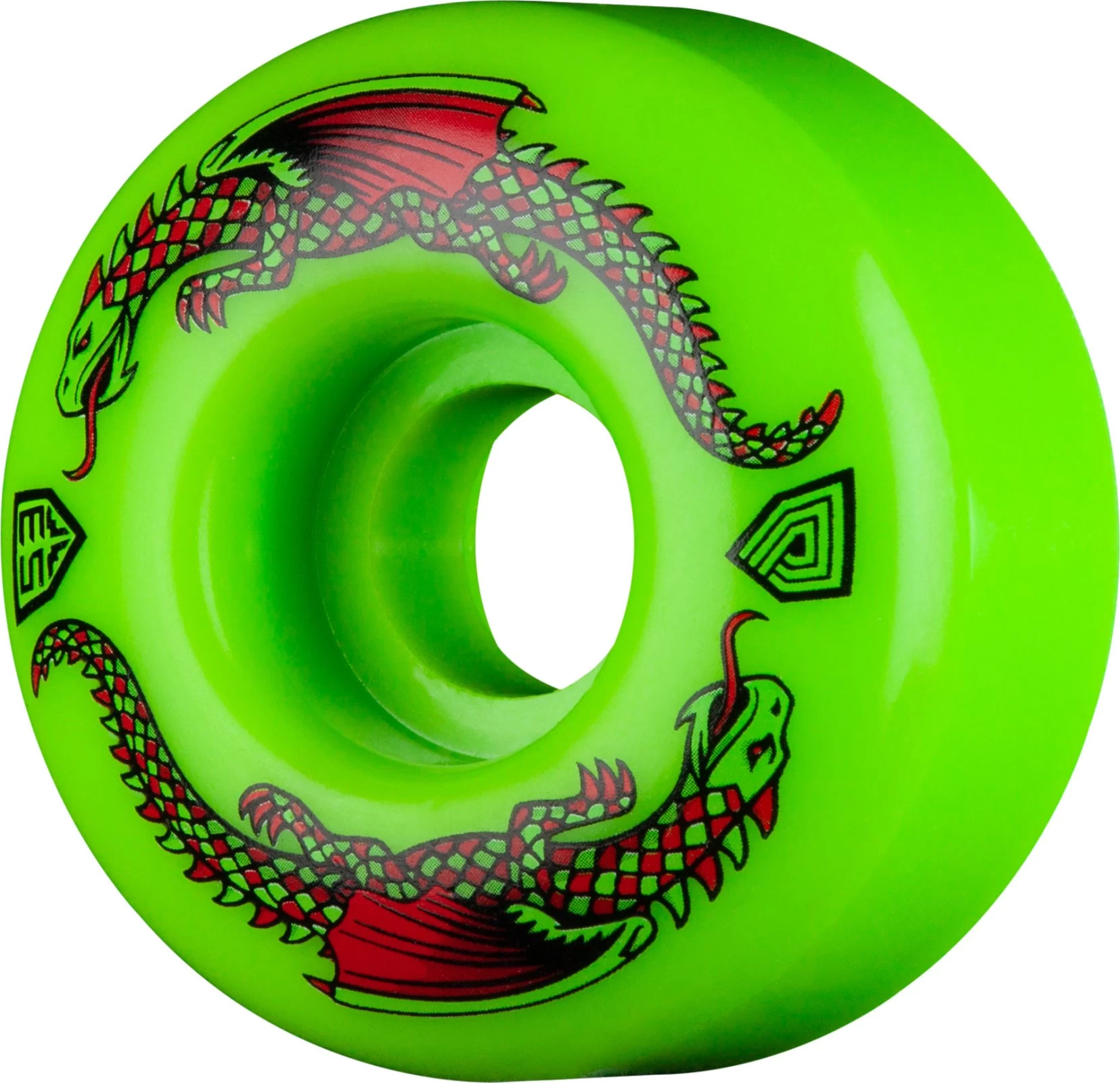 Powell Peralta Dragon Formula Green Dragon 53mm 93A Skateboard Wheels - Green 3 Powell Peralta Dragon Formula Green Dragon 53mm 93A Skateboard Wheels - Green