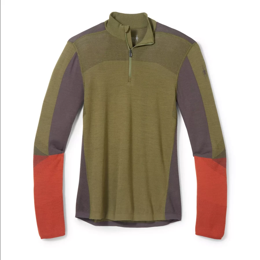 Smartwool Men's Intraknit Thermal Merino 1/4 Zip Base Layer - Winter Moss - Shale
