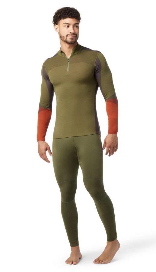 Smartwool Men's Intraknit Thermal Merino 1/4 Zip Base Layer - Winter Moss - Shale - Image 2